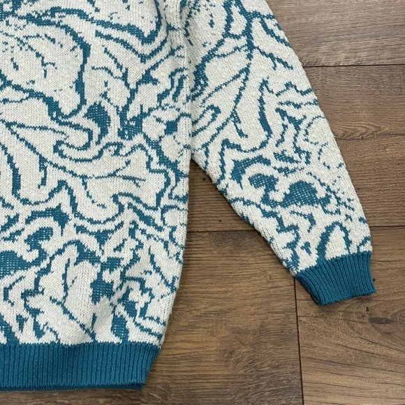 DIANE VON FURSTENBERG Sweater Womens Medium Collared Floral Textured Y2K Vintage - Picture 9 of 11